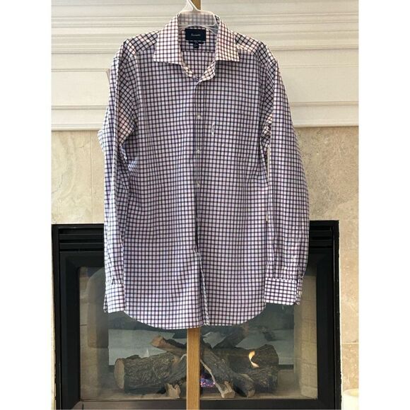 Faconnable Men’s Purple and White Gingham Plaid Formal Casual Long Sleeve Collar - Picture 1 of 12